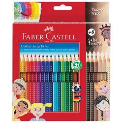 Boje drvene  18boja Grip 2001+6boja drvenih Grip Skin tons Faber Castell 112819 blister