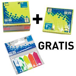 Blok samolj.kocka 75x75 mm +Blok samolj.75x75 mm  neon + GRATIS Zastavica 12x44 mm 5boja GLN.